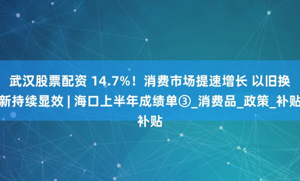 武汉股票配资 14.7%！消费市场提速增长 以旧换新持续显效 | 海口上半年成绩单③_消费品_政策_补贴