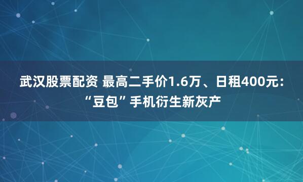 武汉股票配资 最高二手价1.6万、日租400元：“豆包”手机衍生新灰产